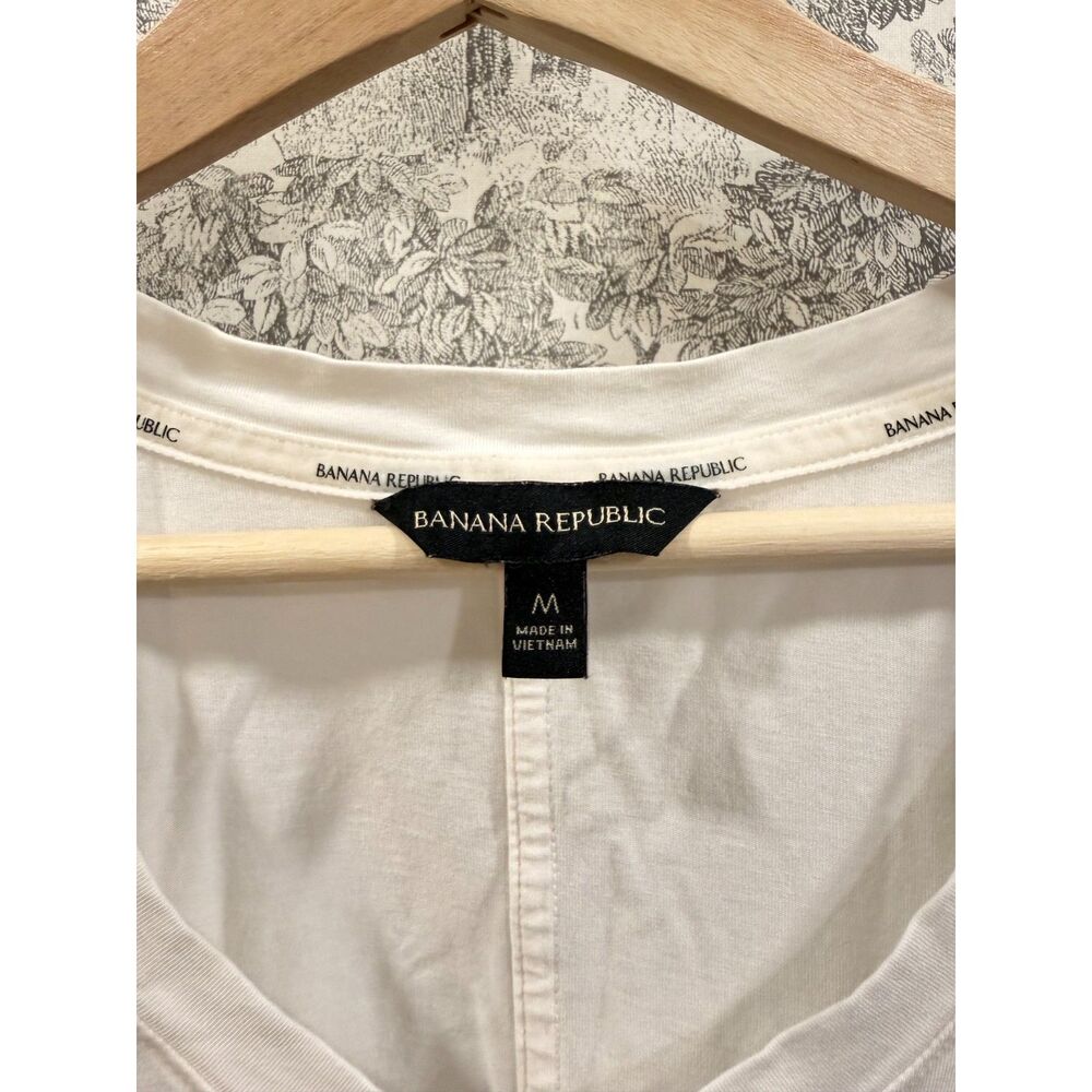 Banana Republic White V-Neck Hi Low Tunic Tee Top Medium